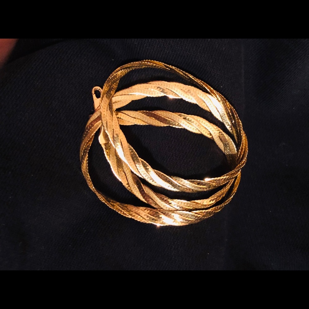 14K Solid Gold 18” Braided Herringbone Chain